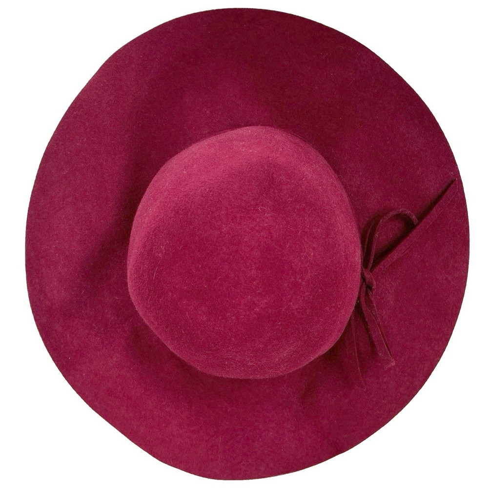 Burgundy 100% Wool Felt Wide Brim Hat Women's‎ Festival Boho Western Core